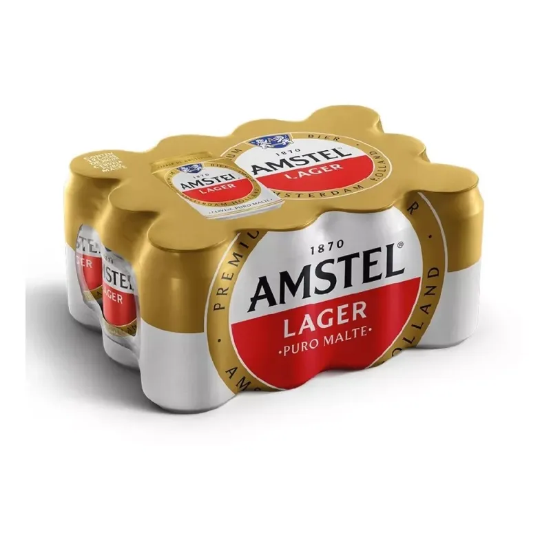6 Packs Cerveja Premium Puro Malte Lager Lata com 350ml 12 Unidades Amstel (Total 72 Latas)