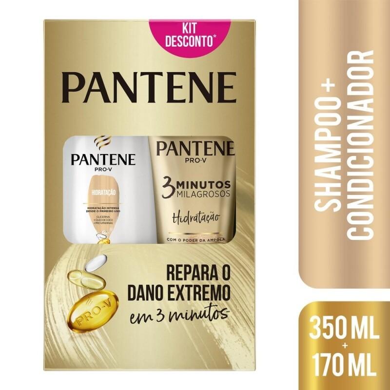 Kit Pantene Hidratação Shampoo 350ml + Condicionador 3 Minutos Milagrosos 170ml