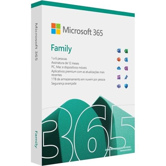 Microsoft 365 Family 1TB na Nuvem por Usuário até 6 Usuários Assinatura Anual - Nova Versão