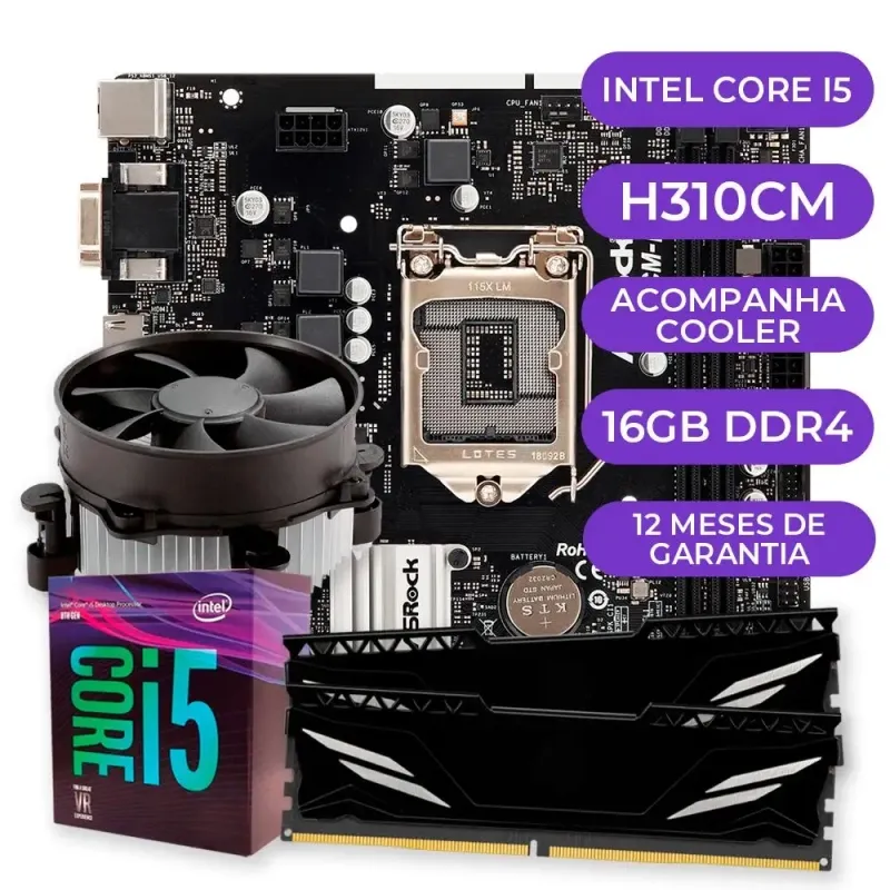 Kit Upgrade Gamer Intel Core I5-8400 + Cooler + H310 + 16GB DDR4