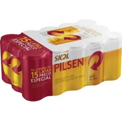 5 Packs Cerveja Skol Pilsen 269ml - 15 Unidades (Total 75 Unidades)