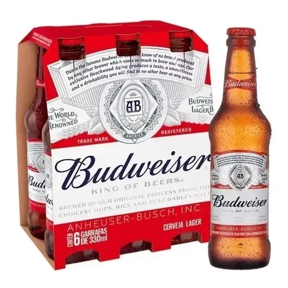 10 Packs Cerveja Budweiser 330Ml Long Neck Com 6 Unidades (60 Unidades)