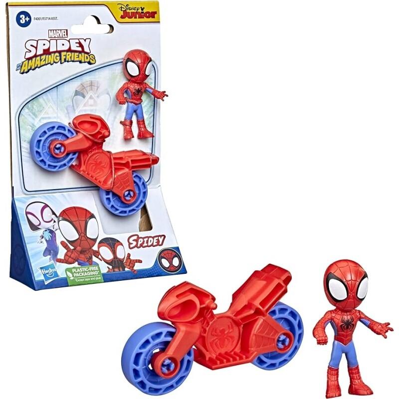 Marvel Boneco Homem-Aranha com Moto Spidey Vermelho e Azul