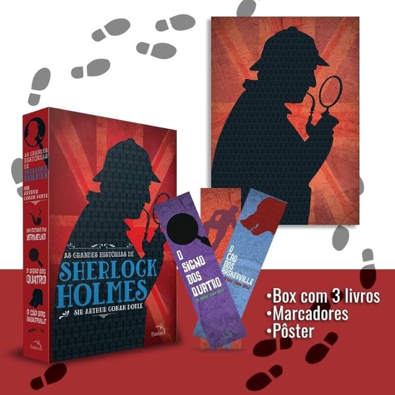 Box Livro As Grandes Histórias De Sherlock Holmes - 3 Volumes