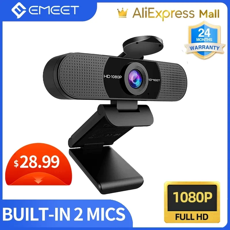 Webcam USB de Transmissão HD 1080p com Microfones Integrados Emeet