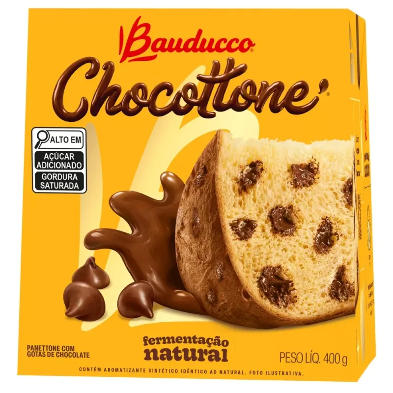 Kit 7 Unidades Panettone com Gotas de Chocolate Bauducco Chocottone - 400g