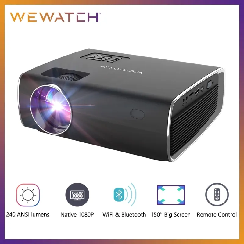 Wewatch-V56 Projetor de Filme Full HD Nativo Wifi Bluetooth Alto-Falante Embutido
