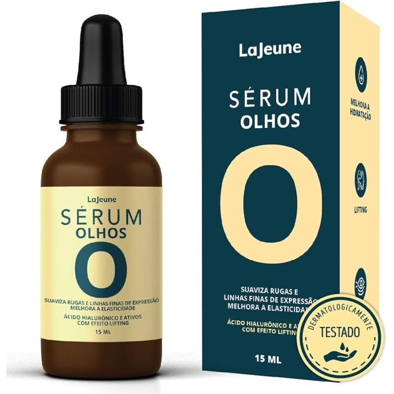 Serum Olhos + Ácido Hialurônico + Ativos com Efeito Lifting - 99% Ingredientes Naturais - Reduze rugas + atenua olheir