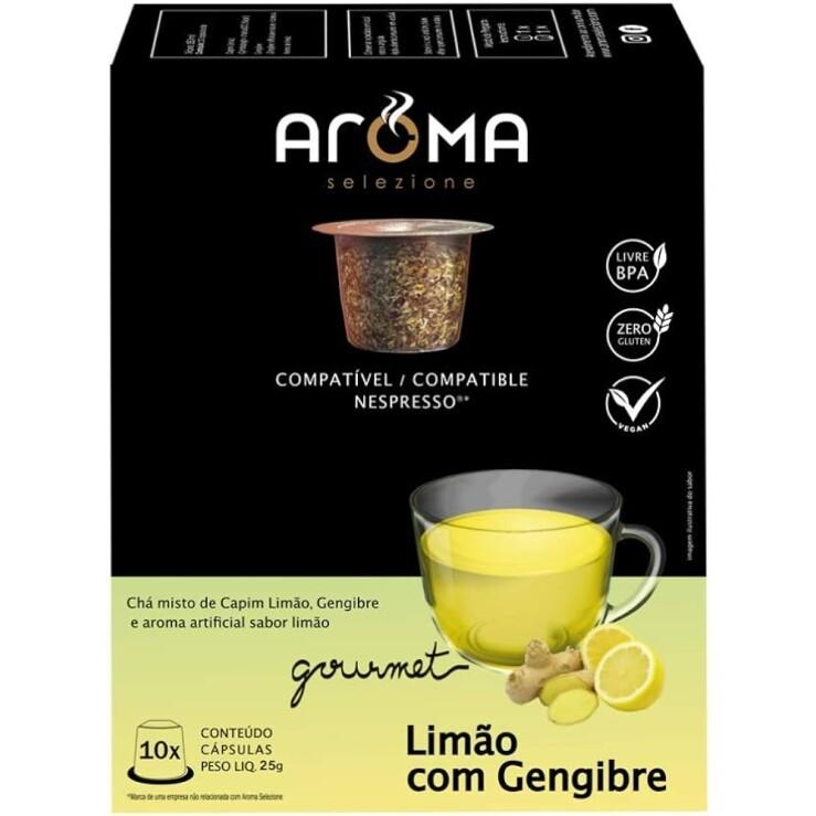 Aroma Selezione Cápsulas De Chá Limão Com Gengibre Compatível Com Nespresso Contém 10 Cápsulas