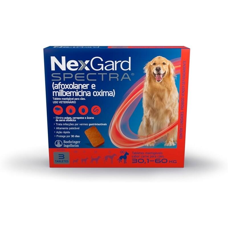 Nexgard Spectra Antipulgas Carrapatos e Vermífugos para Cães de 30,1 a 60kg