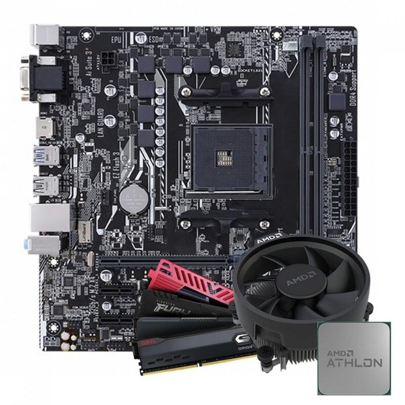 Kit Upgrade Processador AMD Athlon-3000G + Placa Mãe Gigabyte A320M S2H + Cooler AMD Wraith Stealth + Memória RAM 16GB DDR4 - Upgrade1191