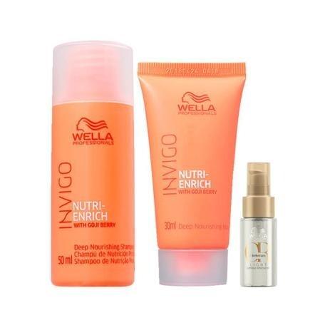 Kit Wella Professional Invigo Enrich Shampoo 50ml + Máscara 30ml + Óleo Oil Reflections Light 30ml