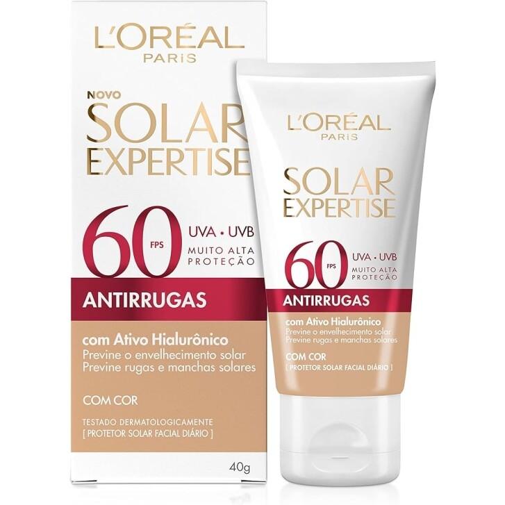 Protetor Solar Facial L'Oréal Paris Solar Expertise Antirrugas FPS 60 Com Cor - 50g