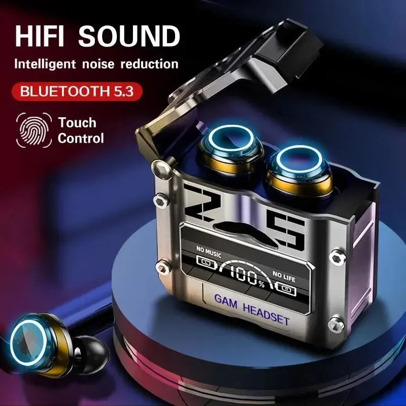 Fone de Ouvido M25 TWS Bluetooth 5.3 Hifi Stereo Bass Cancelamento de Ruído LED Visor Digital