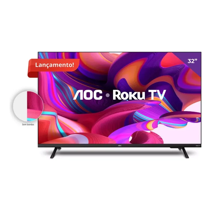 Smart TV LED 32" AOC LCD HD com Wi-Fi 2 USB 3 HDMI Controle Remoto Aplicativo Roku Botão Netflix - 32S5135/78G