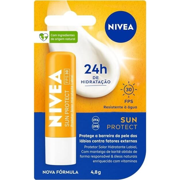 10 Unidades Protetor Solar Hidratante Labial NIVEA Sun Protect FPS 30 - 4,8g