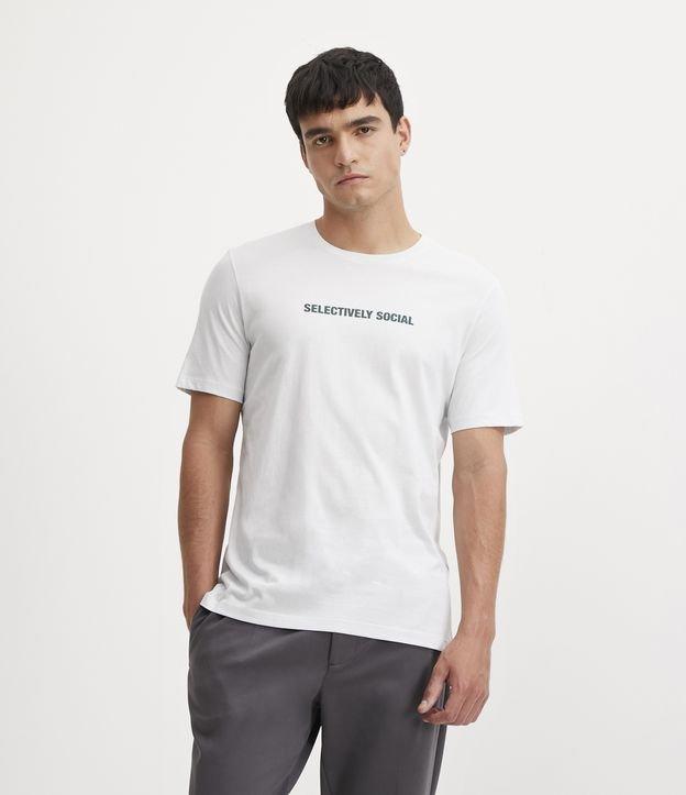 Camiseta Slim em Algodão com Lettering Selectively Social
