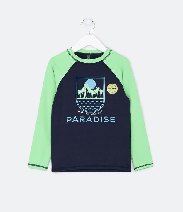 Camiseta Infantil com Proteção UV e Estampa Paradise - Tam 5 a 14 Anos