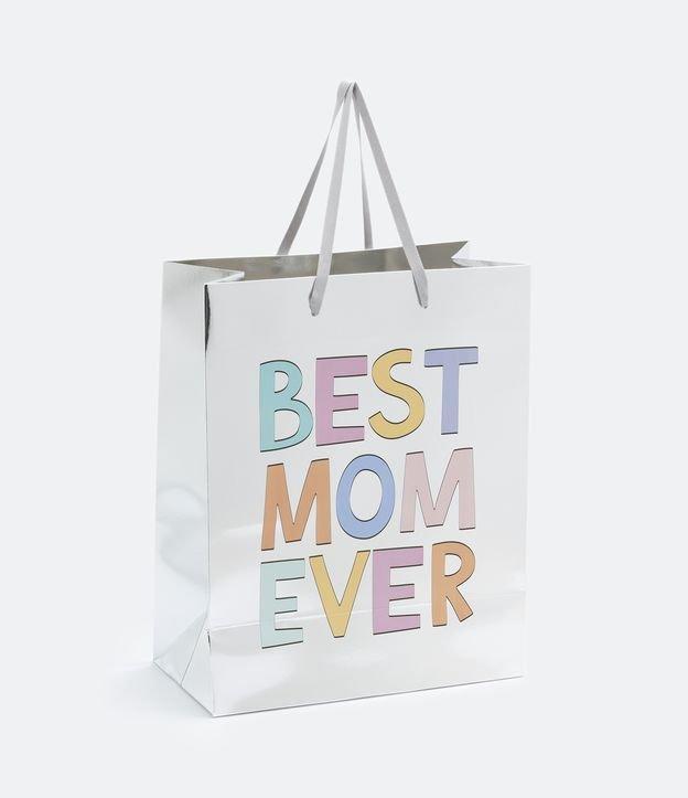 Embalagem de Presente Média Metalizada com Estampa Localizada Best Mom Ever