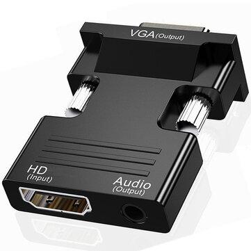 Adaptador de cabo de áudio HDMI para VGA Macho para Feminino 1080P para Laptop TV Box Projetor