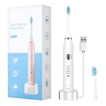 Escova de dentes elétrica à prova d'água recarregável via USB 5 modos de ajuste para escovar os dentes branqueadores