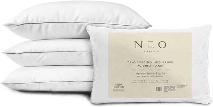 Travesseiro Neo Prime 233 Fios Camesa Branco 50x70 cm