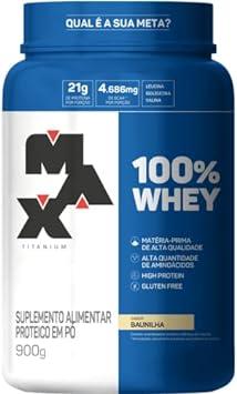 100% Whey Protein Max Titanium | High Protein | Auxilio na Formação de Músculos | Alta Quantidade de Aminoácidos (Baunilha, 900g)