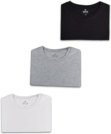 Kit Com 3 Camisetas Femininas Básicas Branco Preto e Cinza M