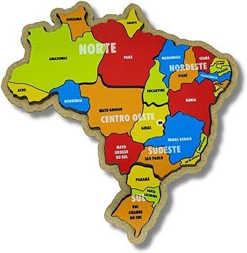 Quebra Cabeça Infantil Mapa Do Brasil Em Madeira