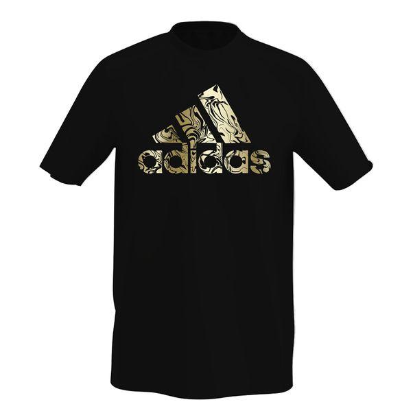 Camiseta Adidas Logo Style Preto e Dourado Masculino