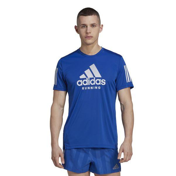 Camiseta Adidas Own the Run AEROREADY Graphics In-Line Azul e Branco Masculino