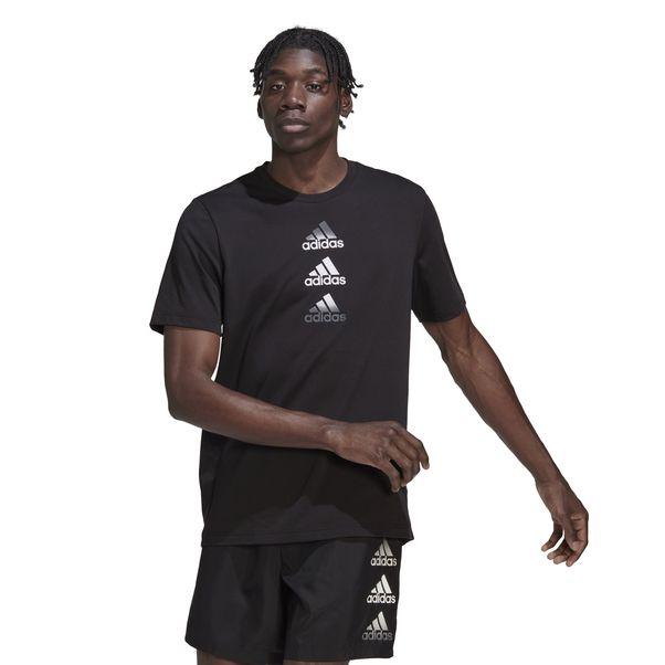 Camiseta Adidas D2M Logo Preto e Branco Masculino