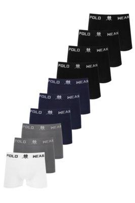 Kit 10 Cuecas Masculinas Boxer Microfibra Lisa Polo Wear Sortido