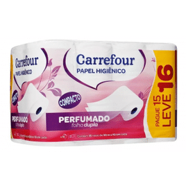 Papel Higiênico Folha Dupla 30m Carrefour Perfumado - 16 Unididades